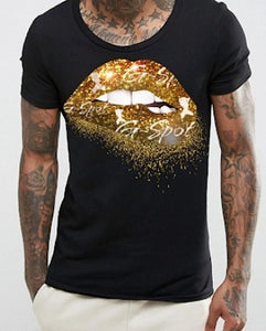 G~Spot Premium Men's T- Shirts Sparkling Lips (GOLD)